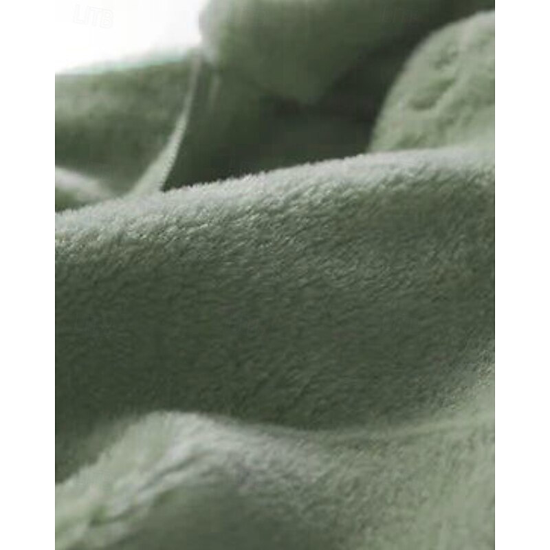 Women's Teddy Coat Jacket Warm Comfortable Zipper Pocket Casual Plain Vacation Daily Wear Going out Weekend Regular Hoodie Regular Fit Long Sleeve Outerwear Green Fall Winter4