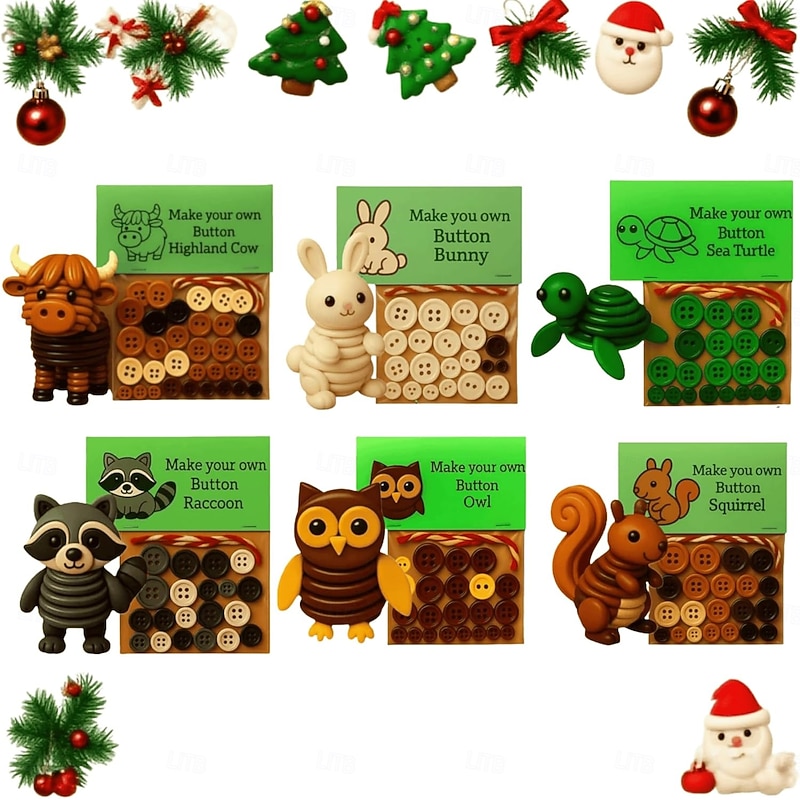 DIY Button Highland Cow Craft Kit, Funny Animals Three-Dimensional Christmas Ornament Kits, Beginner-Friendly Button Ornament Decor, Seasonal Decor Holiday Party Supplies