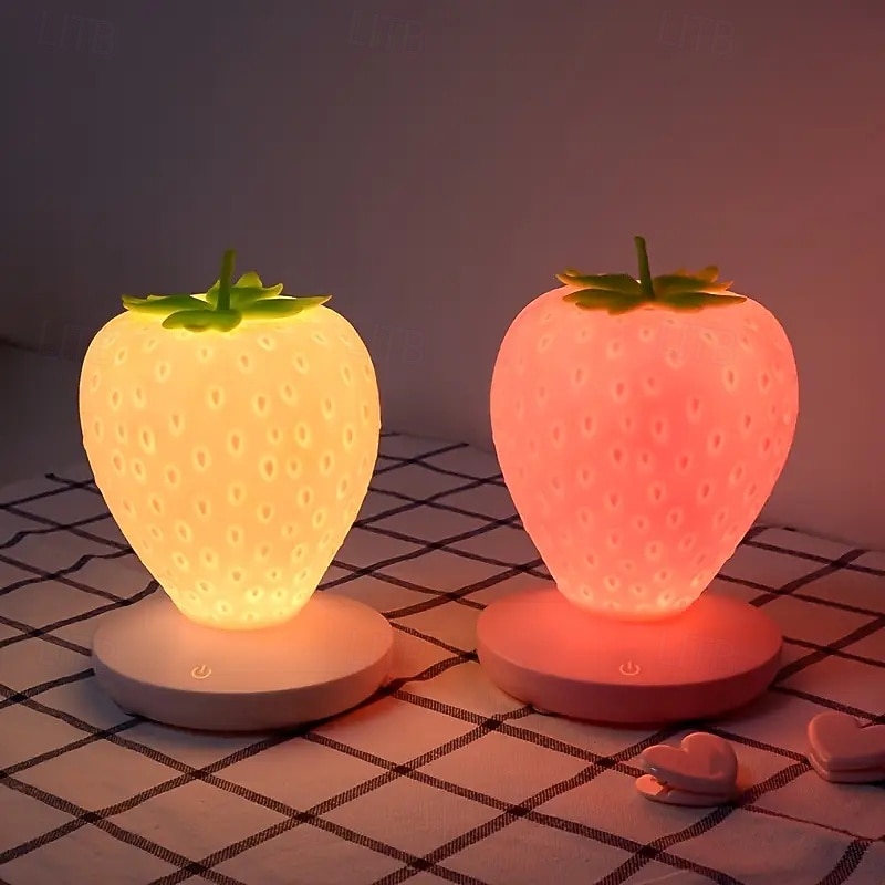 Strawberry Night Light Bedside USB Charging Decorative Silicone Lamp Children's Eye-Protecting Ambient Light Gift3