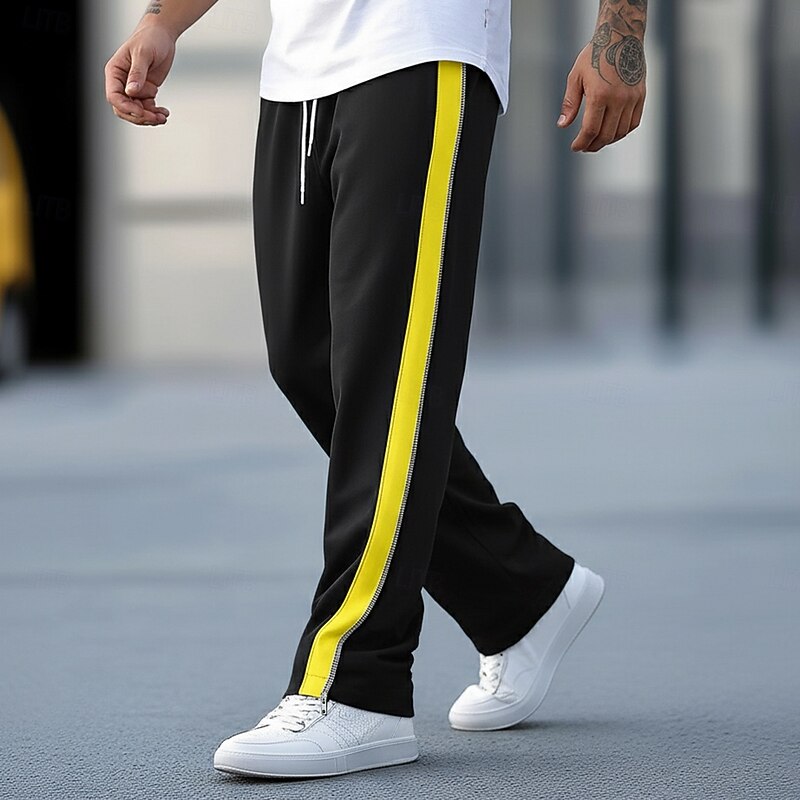 Men's Sweatpants Wide Leg Sweatpants Athletic Pants Trousers Open Bottom Sweatpants Drawstring Zipper Elastic Waist Plain Moisture Wicking Breathable Full Length Outdoor Sports Outdoor Casual2