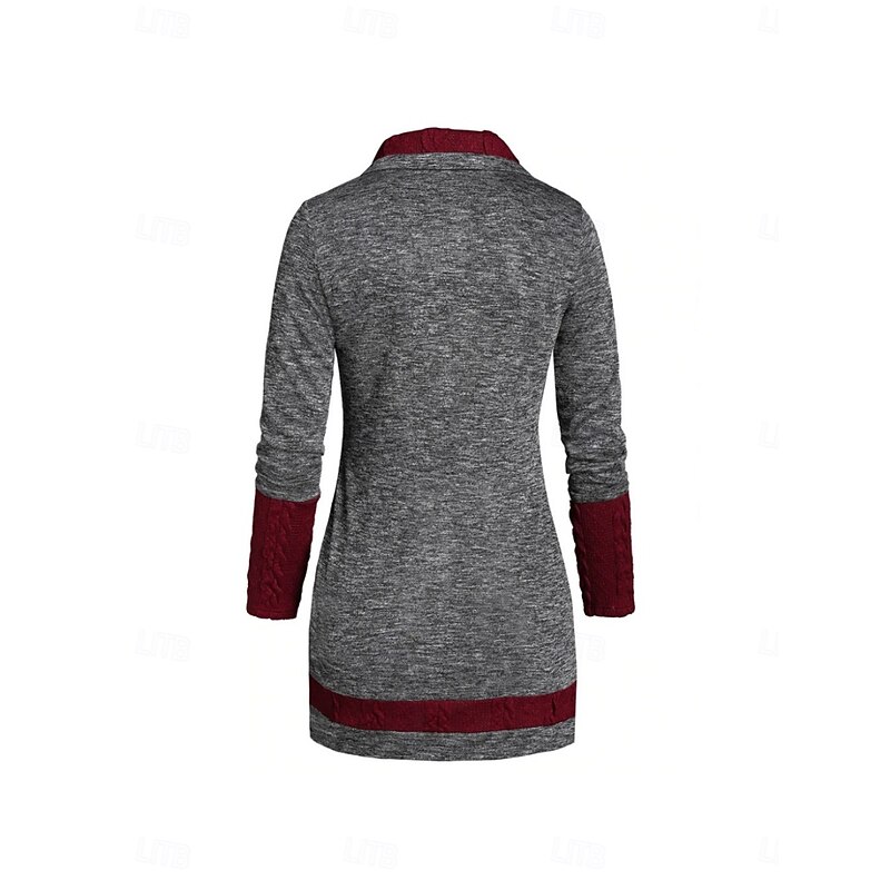 Women's Sweater Casual Soft Color Block Cable Turtleneck Knitted Long Sleeve Regular Tops Knit Outdoor Daily Weekend Black Purple Fall Winter4