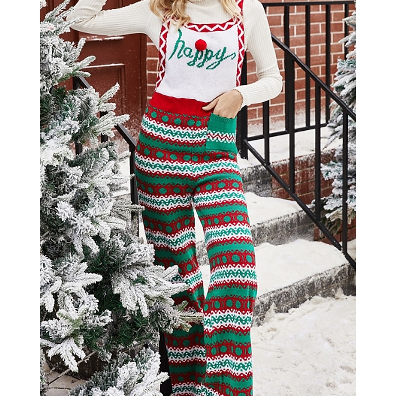 Women's Normal Jumpsuit Streetwear Floral Sleeveless Crew Neck Pocket Print Christmas Vacation Loose Fit Green Fall