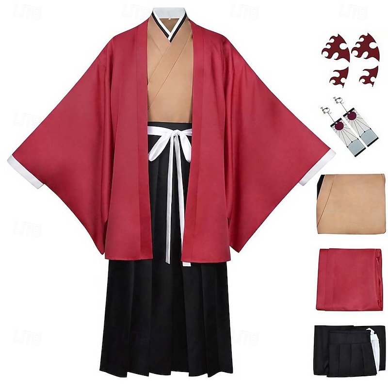 Inspired by Demon Slayer: Kimetsu no Yaiba Yoriichi Tsugikuni Anime Cosplay Costumes Japanese Halloween Cosplay Suits Kimono Top Pants Earrings For Men's Women's