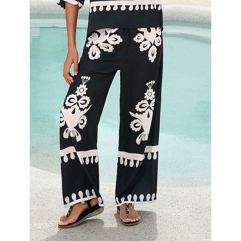 Women's Unisex Classic Casual Pants Black Print Daily Weekend Spring Fall
