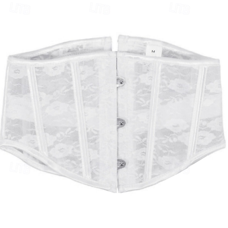 Women's Corset Shapewear Waist Cincher Shapewear Sexy Corset Sexy Sweet Pure Color Lace Vacation Party Street Sleeveless Cold Shoulder Black White Spring Fall Tailored Fit3