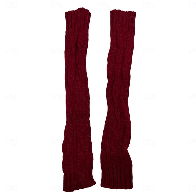 Women Long Winter Knitted Arm Sleeves, Fingerless Acrylic Gloves, Warm Handless Knitwear for Fall and Winter, Long Arm Warmers4