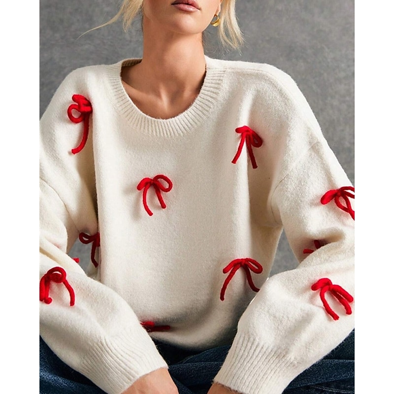 Women's Sweater Pullover Fashion Casual Pure Color Ribbed Crew Neck Knitted Long Sleeve Regular Tops Knit Outdoor Daily Weekend Apricot Fall Winter3