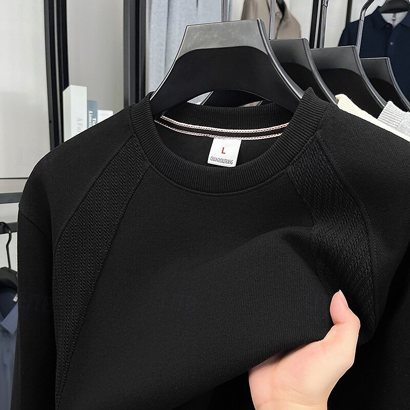 Men's Sweatshirt Pullover Hoodie Sweatshirt Pullover Apricot Black Purple Gray Crew Neck Plain Patchwork Sports & Outdoor Casual Daily Streetwear Cool Sportswear Spring &  Fall Clothing Apparel2