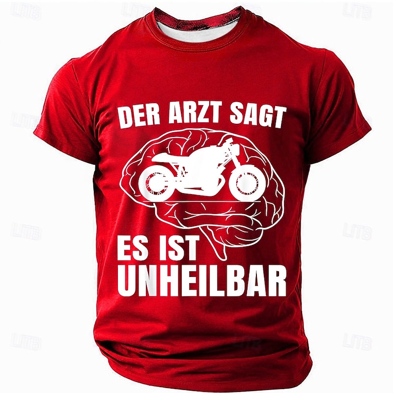 Men's Motorcycle Funny Slang T Shirt Short Sleeve T shirt 3D Print Crew Neck Shirt Fashion Daily Street Daily Black Red Blue Summer Spring Clothing Apparel S M L XL XXL XXXL