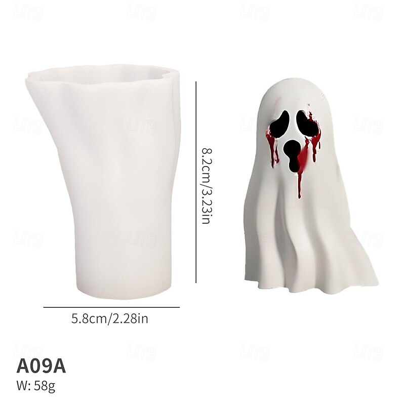 Halloween Ghost Candle Molds White Ghost Shaped Molds Cake Soap Candy Chocolate Silicone Molds for Handmade Crafts Wedding Party Decoration3