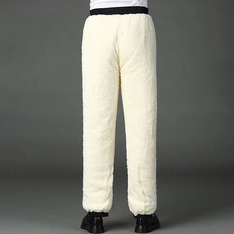 Men's Winter Sweatpants Shrepa Fleece Pants Thick with Pockets High Waist Bottoms Athleisure Gym Workout Windproof Warm Gym Outdoor Running Regular Fit Sportswear Activewear Solid Colored Dark Grey4