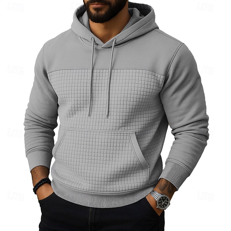 Men's Hoodie Blue Purple Khaki Gray Hooded Color Block Drawstring Patchwork Textured Sports & Outdoor Daily Holiday non-printing Streetwear Basic Casual Spring Fall Clothing Apparel Hoodies2
