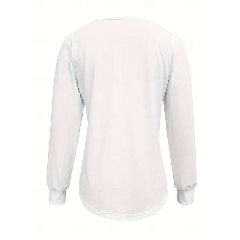 Women's Shirt Blouse Solid Color Vintage Stylish Classic Long Sleeve Crew Neck Regular Tops Daily Black White Spring Fall2