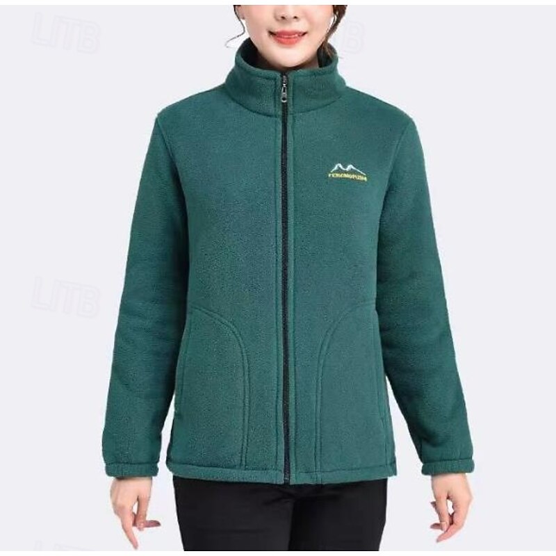 Women's Polar Fleece Jacket Stand Collar Soft Warm Pocket Long Sleeve Sports Solid Color Top For Gym Running Fitness Classic-Fit Activewear4