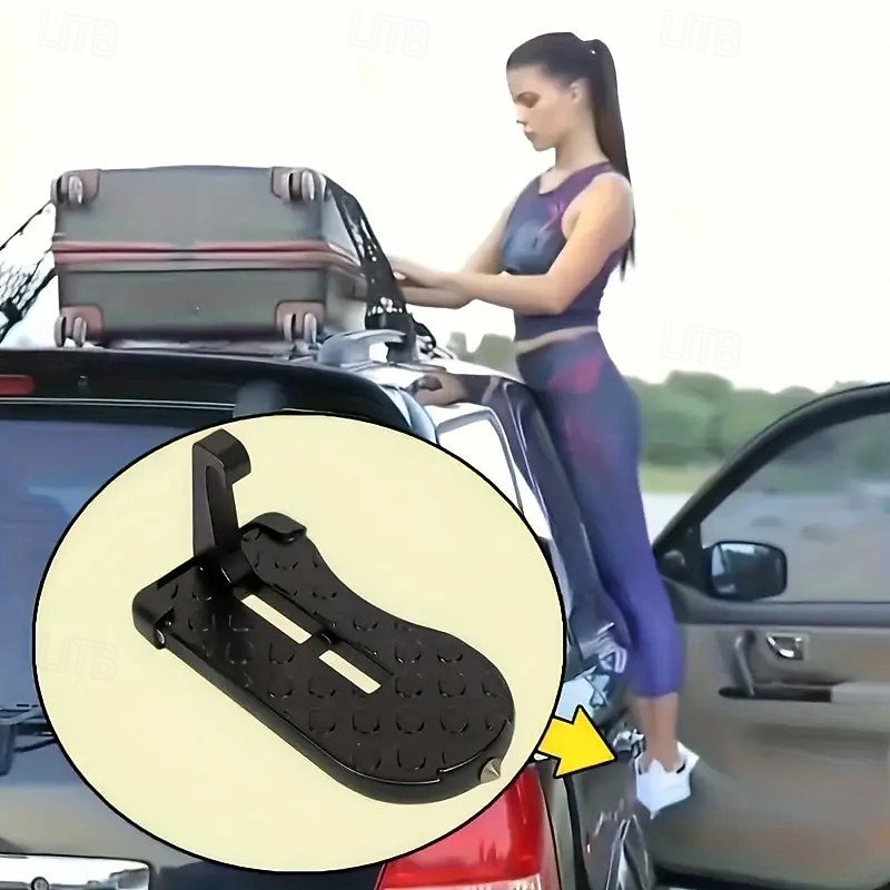 Folding Aluminum Car Door Step for Roof Access – Portable Vehicle Pedal Ladder Fits Most Cars, SUVs & Trucks, Dark Color3