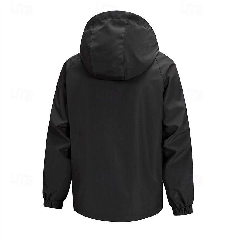 Men's Outdoor Jacket Raincoat Hiking Jacket Daily Hiking Windproof Rainproof Pocket Spring Fall Plain Fashion Classic Hooded Regular Black Yellow Light Purple Green Khaki Jacket3