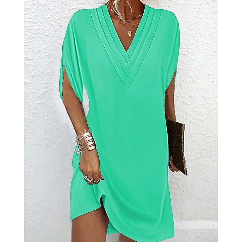 Women's Long Dress Maxi Dress Party Dress Casual Dress Chiffon Chiffon Dress Elegant Fashion Modern Outdoor Party Evening Party Loose Fit Plain Short Sleeve V Neck Black White Pink Army Green Spring4