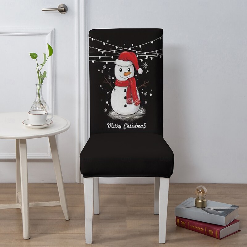 Christmas Dining Chair Cover Stool Chair Cover, Geometric Printed Polyester Slipcovers, Holiday Decorative Chair Protector for Home3