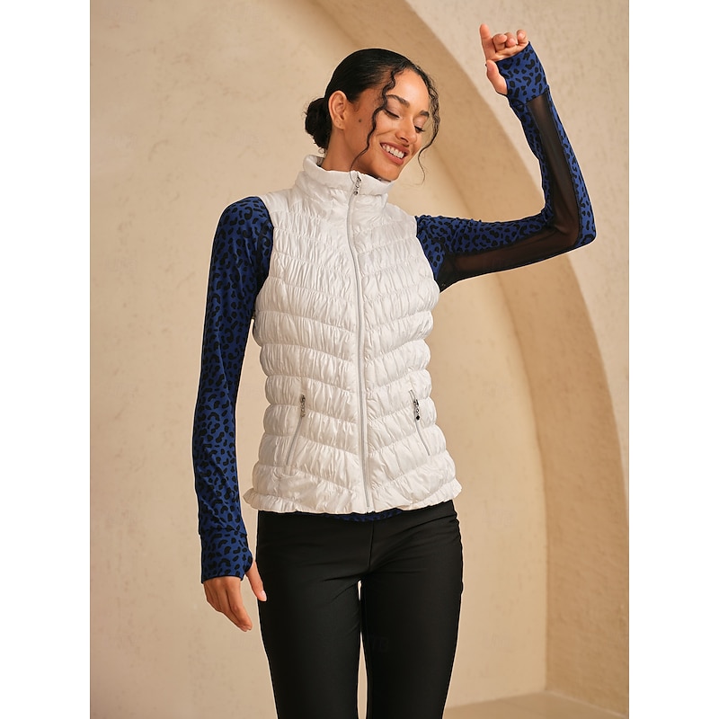 Women's Golf Vest White Sleeveless Vest / Gilet Ladies Golf Attire Clothes Outfits Wear Apparel