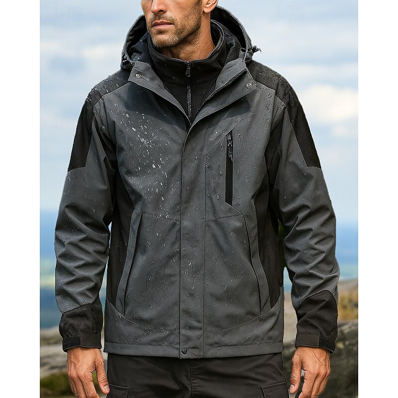 Men's waterproof jacket Thermal Jacket 3 in 1 Jacket Outdoor Thermal Waterproof Windproof Warm Hiking Outfits Hiking Clothes Winter Autumn / Fall Top Fishing Camping / Hiking / Caving Running3