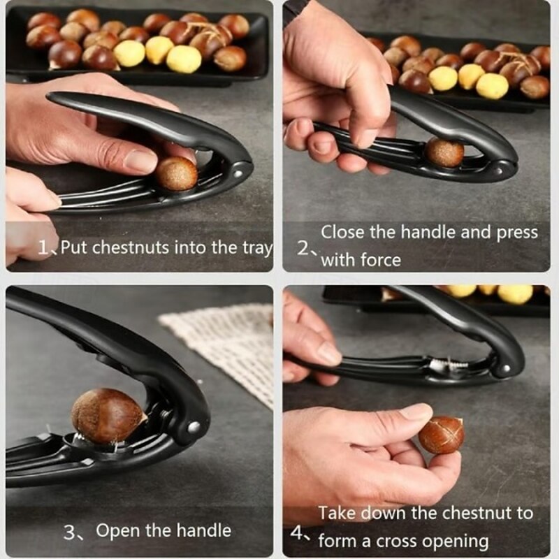 Chestnut Peeler Nut Cracker Tool Stainless Steel Cross Cutter Multifunctional Walnut Clamp Chestnut Shell Opener Durable Kitchen Gadget For Easy Nut Opening Home Cooking Accessories2