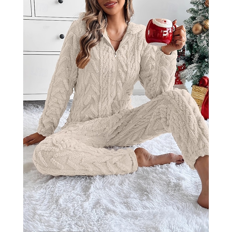 Women's Normal Jumpsuit Active Solid Color Long Sleeve Hooded Zipper Christmas Vacation Regular Fit Purple Khaki Apricot Fall2