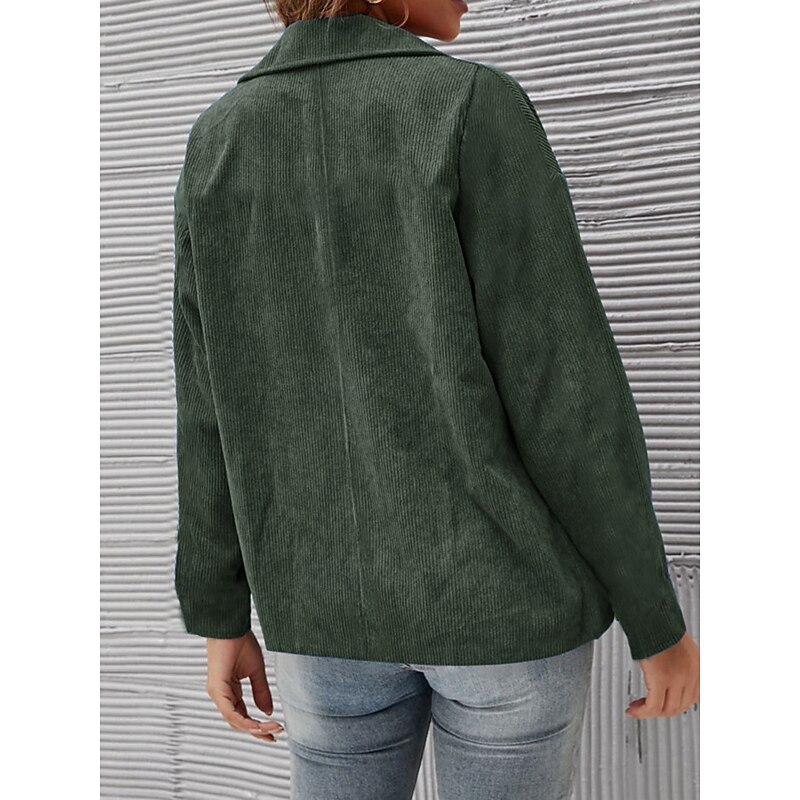 Women's Casual Jacket Comfortable Breathable Pocket Buttons Casual Plain Vacation Street Casual Daily Wear Single Breasted Regular Turndown Regular Fit Long Sleeve Outerwear White Blue Fuchsia Spring2