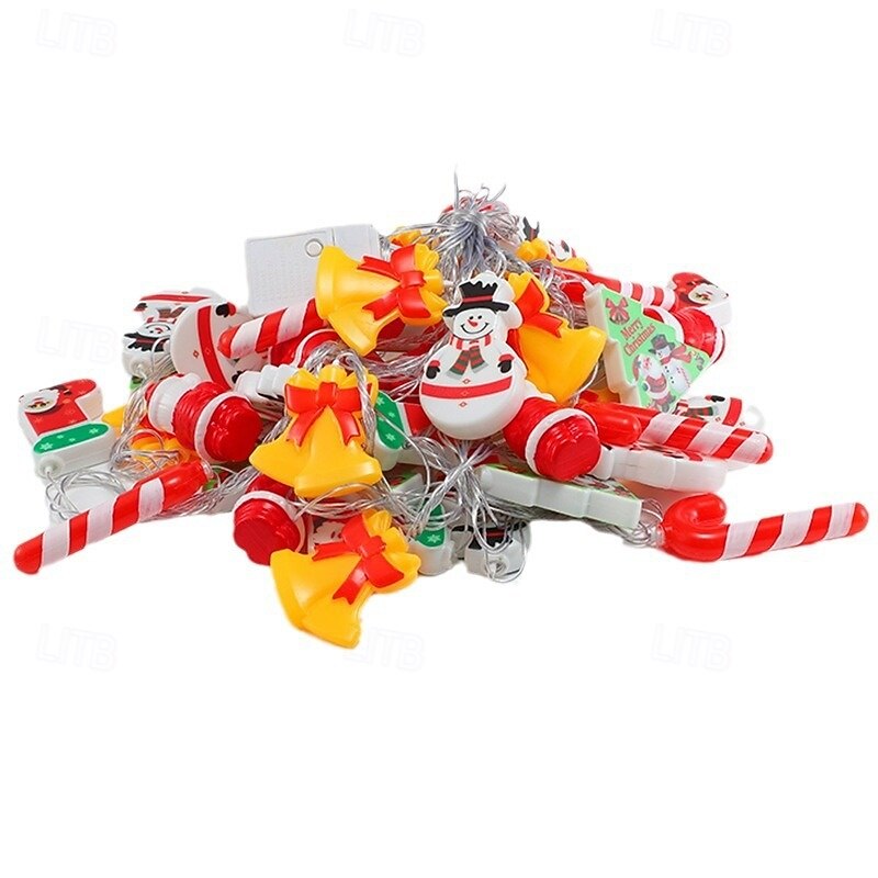 3M-20Leds Christmas String Lights Tree Lights Santa Claus Snowman Cane Bell Indoor and Outdoor Party Atmosphere Decoration Light String AA Battery Box USB Power Supply4