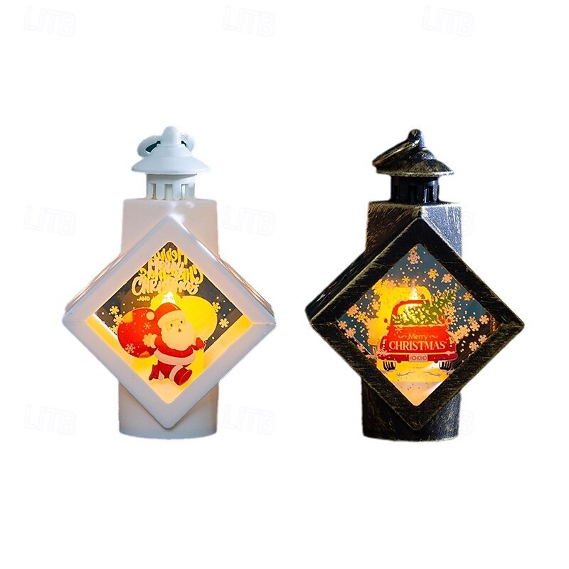 1 Pc 13 * 9 * 4.8CM Christmas LED electronic candle light, hand-held lantern pendant light, indoor and outdoor gathering table decoration ornament light, AG10 * 3 batteries3