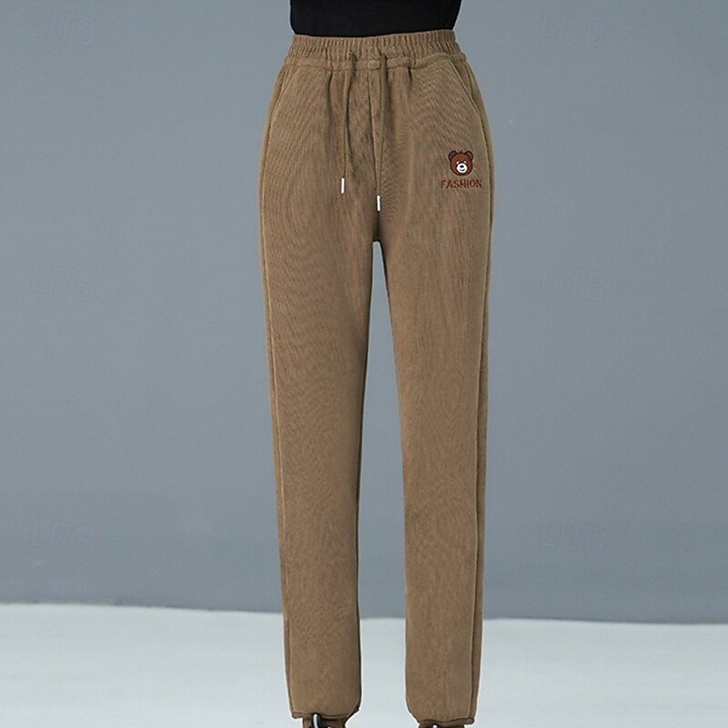 Women's Fleece Sweatpants Lounge Pants Drawstring Windproof Warm High Waist Gym Outdoor Running Bottoms Solid Color Black Khaki Coffee Sports Activewear