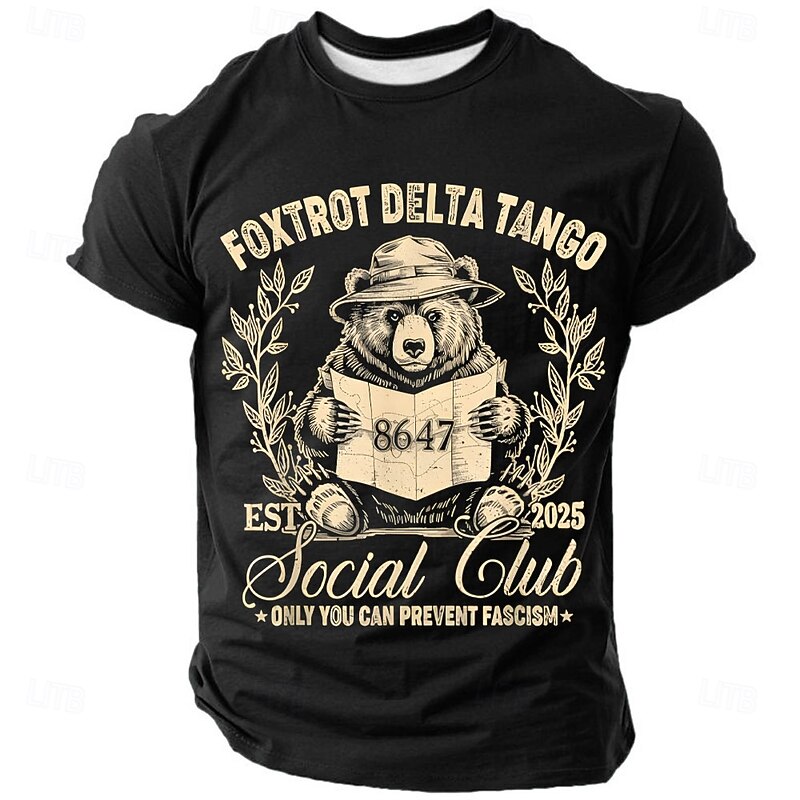 Men's Funny FDT Slang T Shirt Short Sleeve T shirt 3D Print Crew Neck Shirt Funny Political T Shirt Street Daily Black Blue Green Summer Spring Clothing Apparel S M L XL XXL XXXL