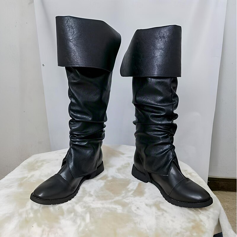 Retro Vintage Medieval Renaissance Boot Covers Pirate Viking Crusader Fancy Dress Men's Pirate Steampunk Halloween Masquerade LARP Ren Faire Adults' Shoe Cover