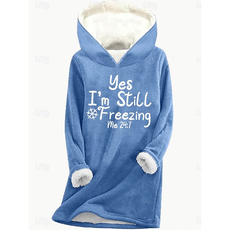 Women's Pullover Hoodie Sweatshirt Letter Warm Casual Fuzzy Long Sleeve Hooded Long Tops Casual Sports Print Pink Blue Gray Fall Winter