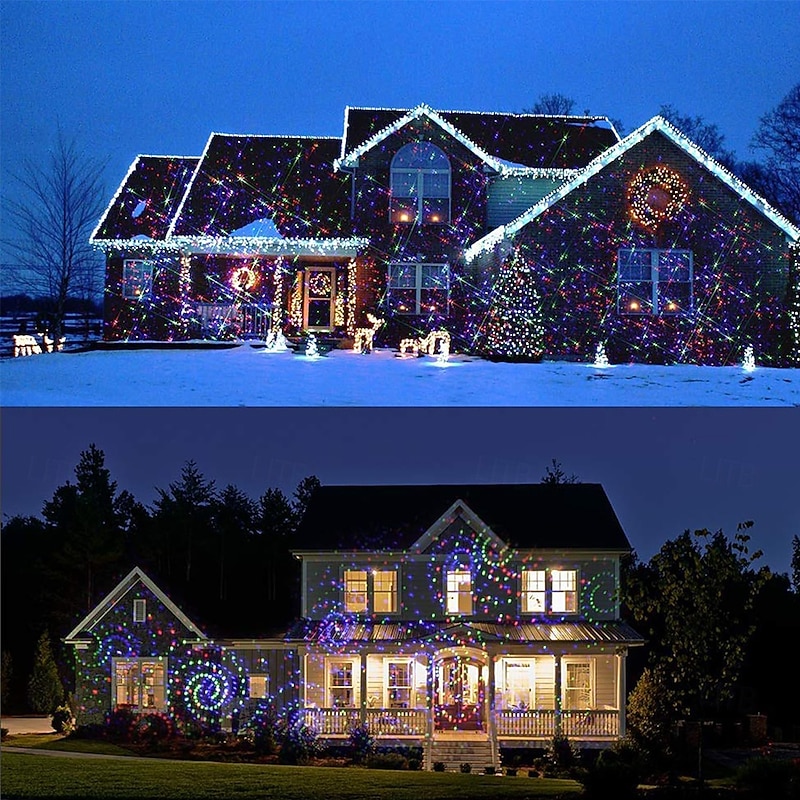 Mini House RGB Firefly with 32 Patterns Garden Laser Lights Projector Christmas Projector Lights Garden Laser Lights Waterproof Outdoor Indoor Decorative Lighting for Xmas Birthday Party3