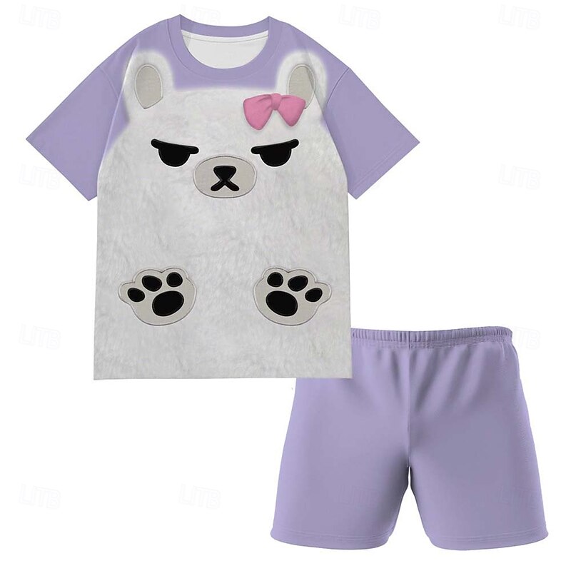 Korean Idol Inspired Pop Star T-shirt Shorts Pajamas Virtual Idol Movie Cosplay for Boys' Kid's Halloween Carnival Performance Comic Con Anime Expo2