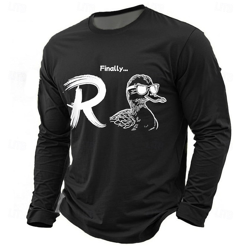 Men's R-Duck Funny Slang T Shirt Long Sleeve T shirt 3D Print Crew Neck Shirt Fashion Daily Basic Street Casual Daily Black Blue Green Summer Spring Clothing Apparel S M L XL XXL XXXL4