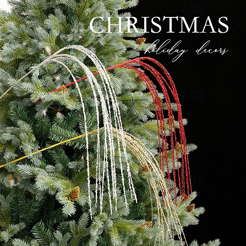 3 Pack Christmas Glitter Tree Picks Ornaments, Gold and Red Sequin Sparkle Stems, Holiday DIY Craft Accessories, Artificial Spray Branches for Xmas Tree Decorations3