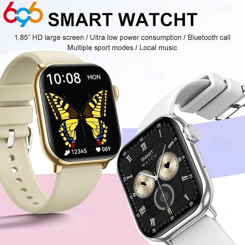 1.85 Large Screen Men Women BT Call Smart Watch 100 Sport Modes Heart Rate Sleep Health Watches Local Music Weather Smartwatch2