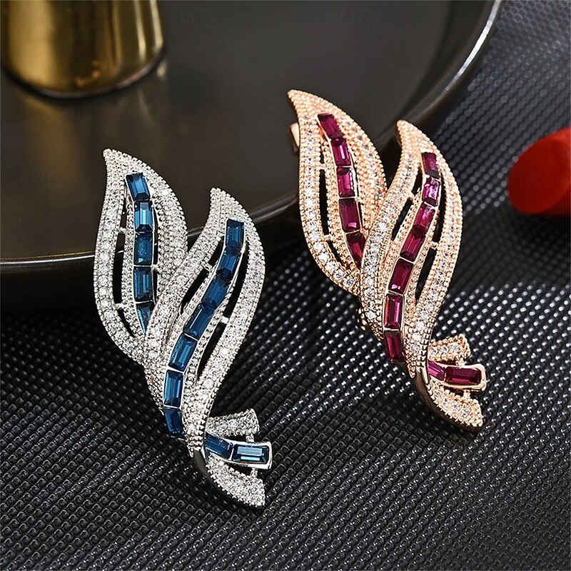 Brooches Classic Retro Leaf Elegant Fashion Personalized Simple Brooch Jewelry Light Pink Blue For Wedding Party Gift Engagement Prom Festival