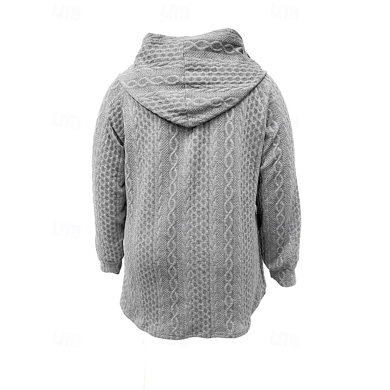 Women's Hoodie Jacket Comfortable Zipper Pocket Casual Plain Vacation Daily Wear Going out Regular Hooded Regular Fit Long Sleeve Outerwear Black Brown Light Grey Fall Winter3