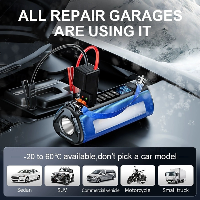 Car Starter Power Bank Car Tire Compressor Portable Charger Car Jump Starter Air pump Booster Auto Emergency Start