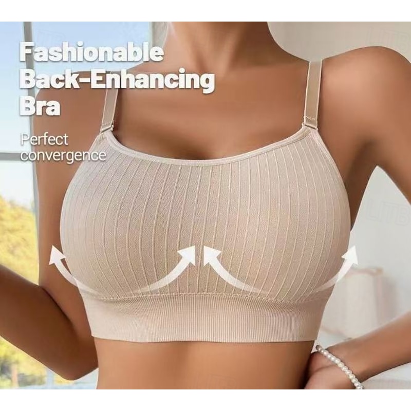 Women's Yoga Crop Tank Top Strappy Sports Bras Sports Bra Underwear Sports Wirefree Solid / Plain Color Sport Activewear Black Beige Fitness Yoga