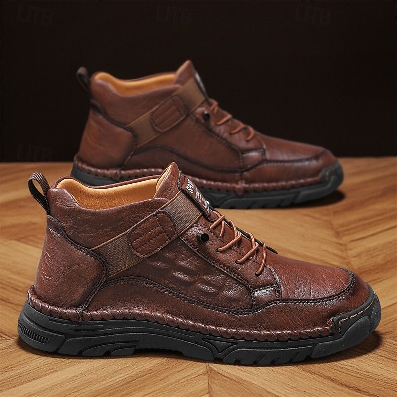 Men's Brown Lace-Up Boots with Comfortable Fit – Stylish and Practical Footwear, Ideal for Casual Wear, Outdoor Trips and Everyday Activities3