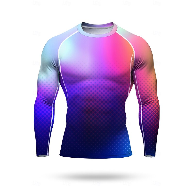 Men's Unisex Running T-Shirt Athletic Shirt Gym Shirt Fitness Shirt Workout Shirt Long Sleeve Tee Tshirt Geometric UPF 50 UV Resistant Soft Sweat wicking Mountain Bike / MTB Gym Workout Mountain Bike3