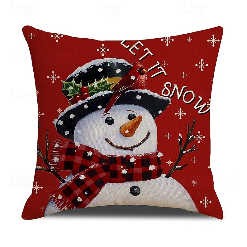 Christmas Throw Pillow Set, Red Decorative Sofa Cushions with Bowknot, Striped Print, Party & Holiday Home Decor, Festive Cushion Covers3