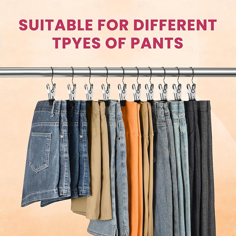 30 Pack Pants Hangers with Clip Space-Saving Clothes and Hat Storage Hook Legging Organizer for Closet Hanging, Space Saving Yoga Pants Hangers Clip Hangers Closet Organization3