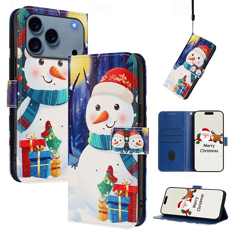Phone Case For Samsung Galaxy 17 Pro Max 17 Air 16 15 14 Pro Max Plus 13 Pro Max Wallet Case Full Body Protective with Lanyard Shockproof Christmas TPU PU Leather2