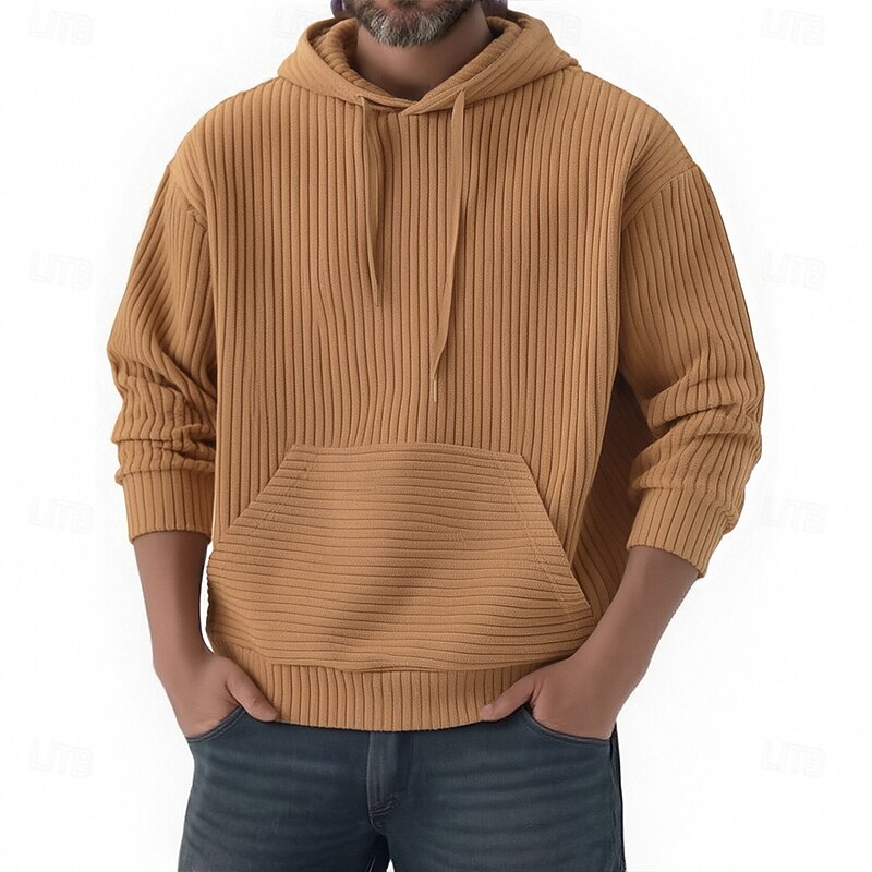 Men's Hoodie Fleece Hoodie Black Army Green Red Navy Blue Khaki Hooded Plain Drawstring Pocket Sports & Outdoor Daily Holiday Polyester Streetwear Basic Casual Fall Winter Clothing Apparel Hoodies