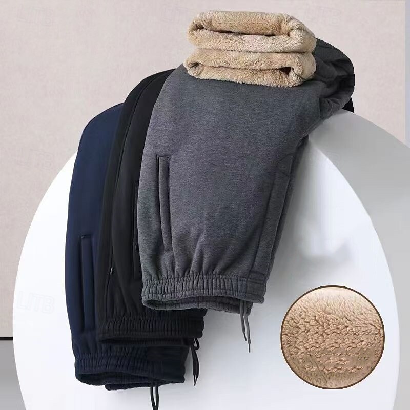 Women's Winter Sweatpants Shrepa Fleece Pants Thick with Pockets High Waist Bottoms Athleisure Gym Workout Windproof Warm Gym Outdoor Running Regular Fit Sportswear Activewear Solid Colored Black - Main Image