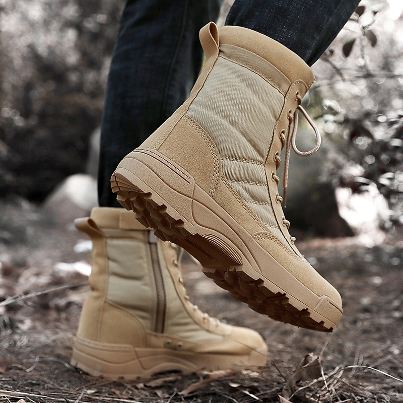 Men's High Top Lace-Up Combat Boots – Durable Suede Tactical Military Work Boots with Side Support for Hiking, Trekking and Outdoor Adventure3